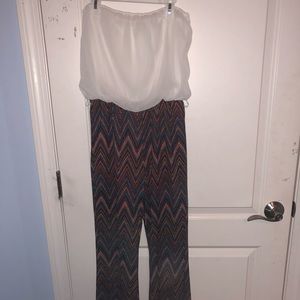 White tube top / colorful chevron bottom jumper